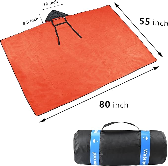 Catalonia Waterproof Blanket for Outdoor, Hooded Blanket Poncho, Windproof, Warm for Stadium,Sporting Events, Camping