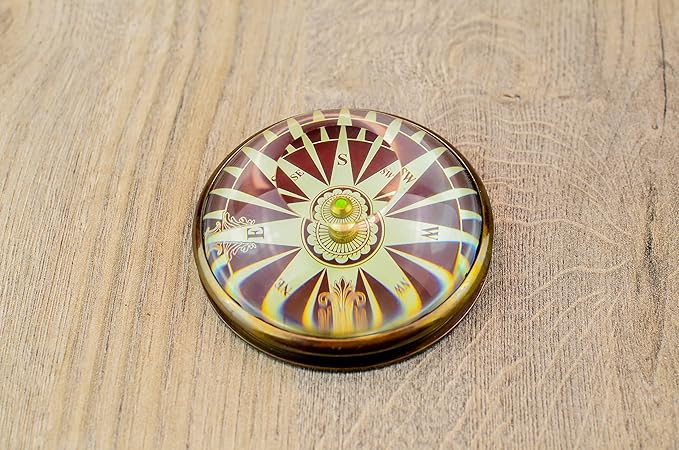 Vintage Style Brass Pocket Compass with Wooden Box, Gifts for Friends & Family, Nautical Navy Compass, Baptism Gifts, Confirmation Gifts