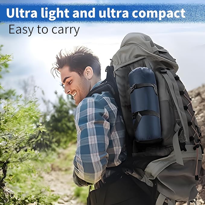 DDD Ultra-Light Inflatable Camping Sleeping Pad with its Built-in Foot Pump and Pillow - The Ultimate Camping pad, Hiking pad, Backpacking Pad and Lightweight for a Outdoor Sleep——Navy Blue