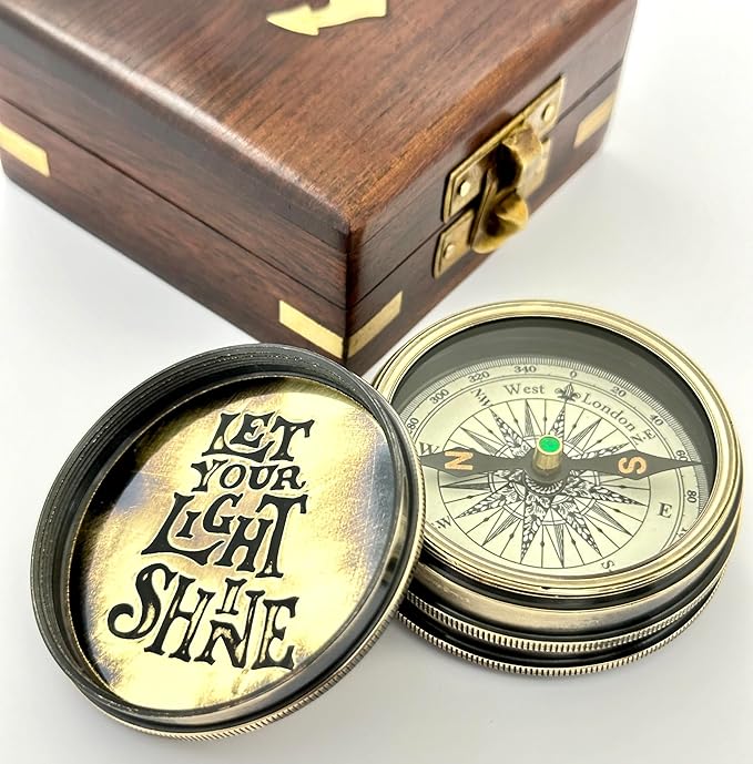 Compass with Box - Let Your Light Shine – First Communion Gifts for Boys & Confirmation Gifts for Teenage Boys | Baptism Gifts, Christian Catholic Gifts for Men | Inspirational Graduation Keepsakes