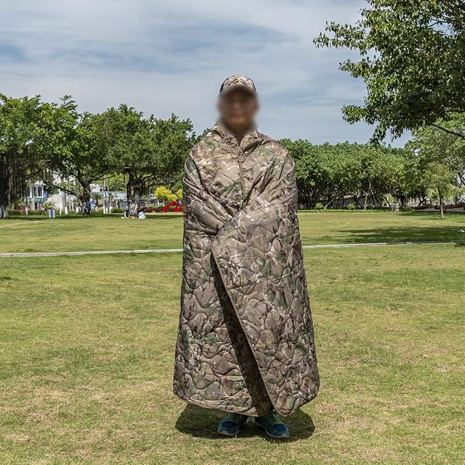 Military Poncho Liner 55”x 79” Camping Blanket Woobie Compact Waterproof for Travel Stadium Outdoor Camping