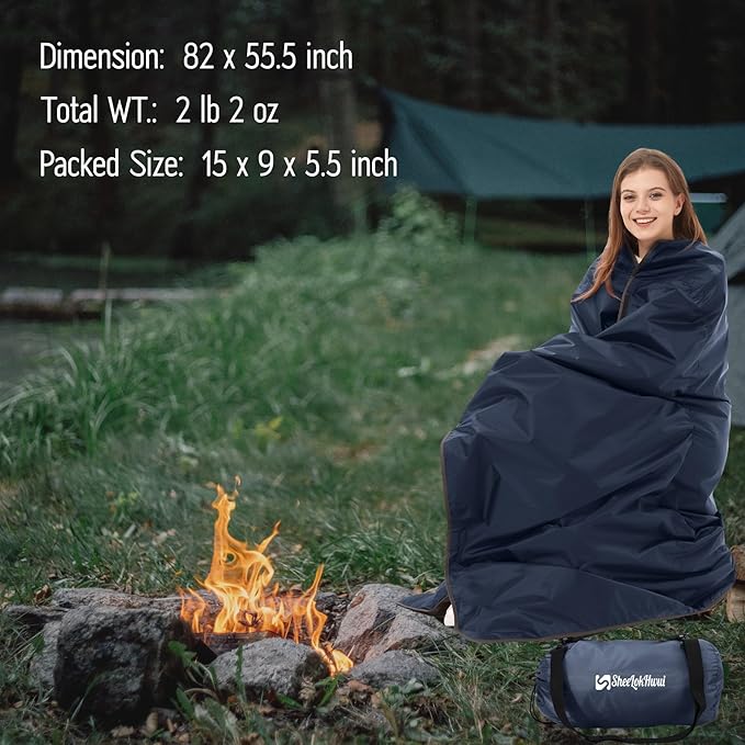 Updated Stadium Blanket for Cold Weather, 4-in-1 Waterproof Large Outdoor Blanket. Warm, Windproof, Portable, Great for Sports Events, Camping, Hiking, Picnic - 82x55in., Royal Blue