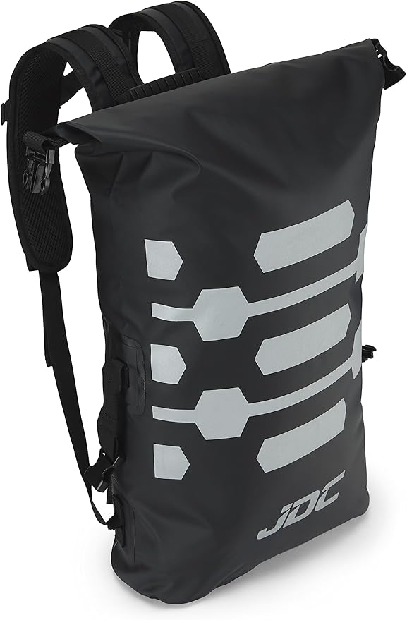 JDC Motorcycle Rucksack 100% Waterproof Dry Bag 30L - REFLECTOR - Black