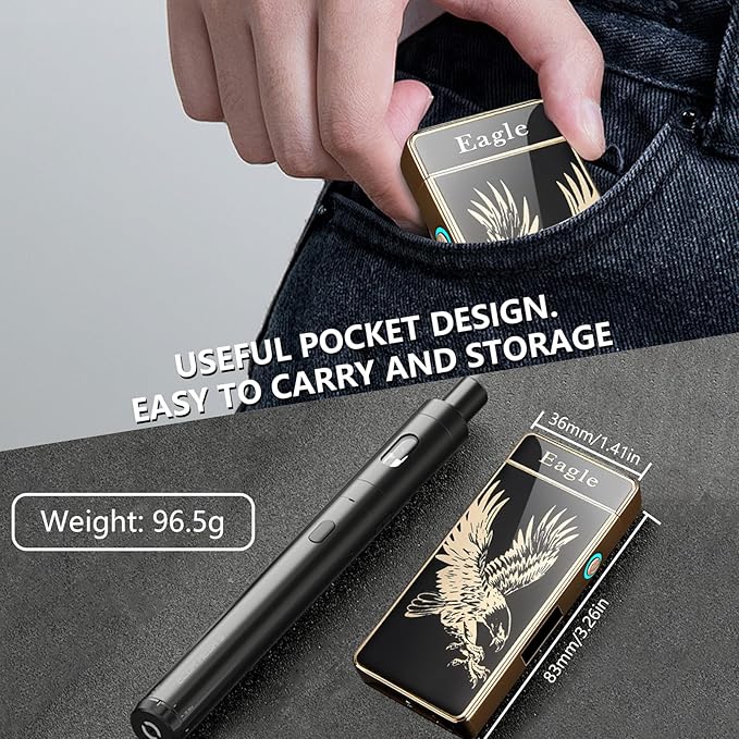 Arc Lighter Electric Lighters Rechargeable USB Lighter Windproof Flameless Plasma Lighter Candle Lighters, Cool lighters for Candle, Incense Stick(Eagle)