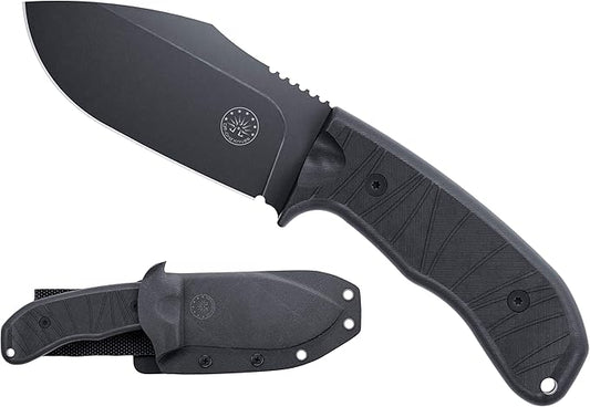Off-Grid Knives - Alpha-Dog Heavy Duty Fixed Blade Knife, 5mm Thick Cryogenic D2 Blade Steel, Full Tang, G10 Scales, XL Handle