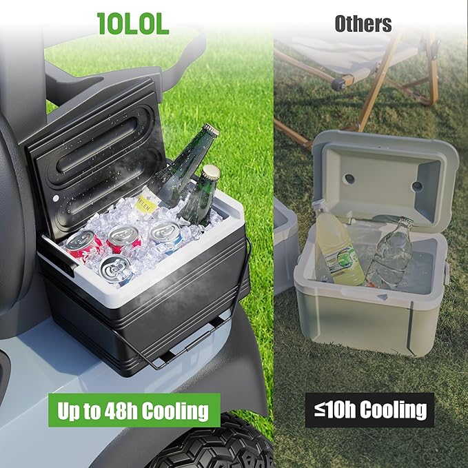 10L0L Golf Cart Cooler with Mounting Bracket Kit Caddy Fits Yamaha Club Car and EZGO, Portable 48H Cooling Golf Cart Ice Chest 102588101 103886801
