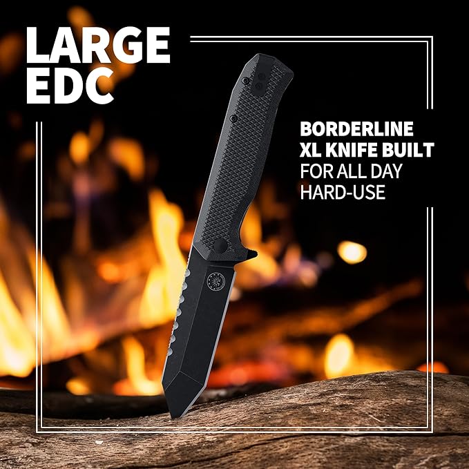 Off-Grid Knives - Viper V2 with154CM Steel Tanto Blade, Grippy G10 Scales, Left or Right Deep Carry Clip, Ceramic Ball Bearings (Blackwash)