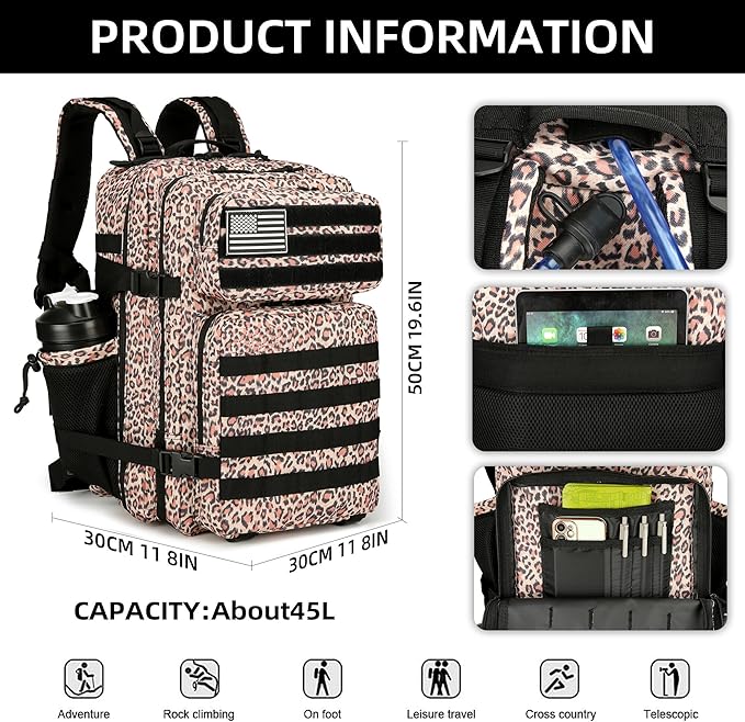 Military Tactical Backpack 45L Hiking Backpacks Men Women Molle Army BackPack Daypack for Camping Fishing Travel