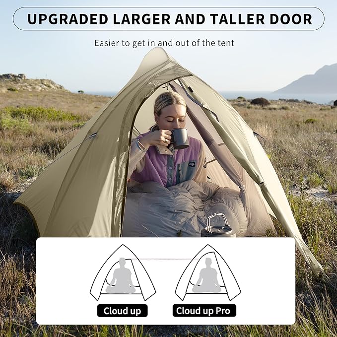 Naturehike Cloud-Up 2 Person Tent Lightweight Backpacking Tent with Footprint - Free Standing Ultralight Camping Hiking Backpack Tents Two Person Tent