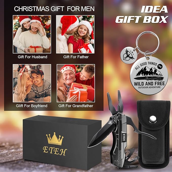 Gifts for Men Him Dad Boyfriend,Multitool Pocket Knife for Men,Anniversary Christmas Men Gifts for Birthday,Hiking Camping Knife with Screwdrivers Pliers Bottle Opener