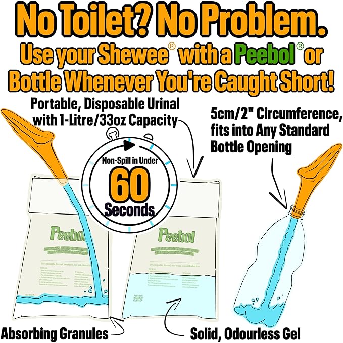 SHEWEE Flexi – The Original Female Urinal – Made in The UK – Reusable, Flexible & Portable Urination Device. Festival, Camping, Car, Hiking Essentials for Women. Stand to Pee Funnel W/Extension Pipe