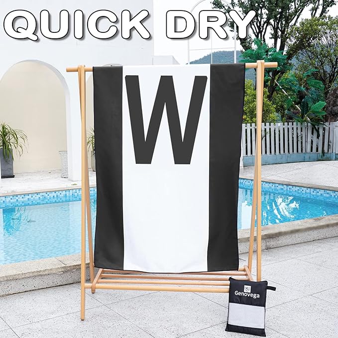 Genovega Oversized Monogrammed Microfiber Beach Towels Sandproof Compact for Men Women
