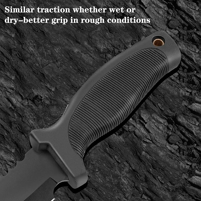 Fixed Blade Outdoor Duty Straight Knife, Tactical Survival Knife with Waist Clip,Camping Gift for Men MHT1-Z (Black)