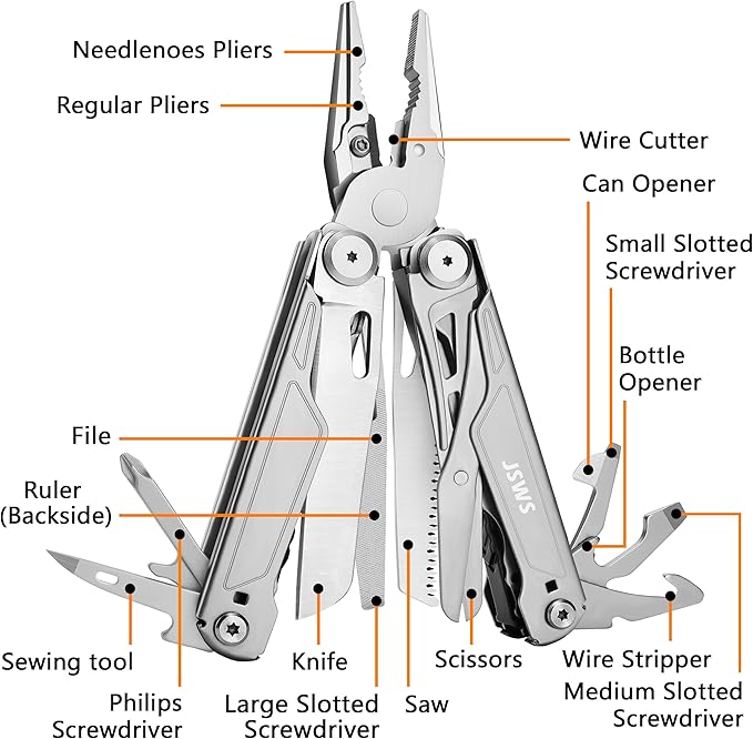 Multi Tool Pliers 16-in-1 Multitool Knife Saw Screwdriver Scissors Bottle Opener Gifts for Men Dad Husband Boyfriend Mens Gifts for Christmas Perfect for Camping Fishing Hiking Survival