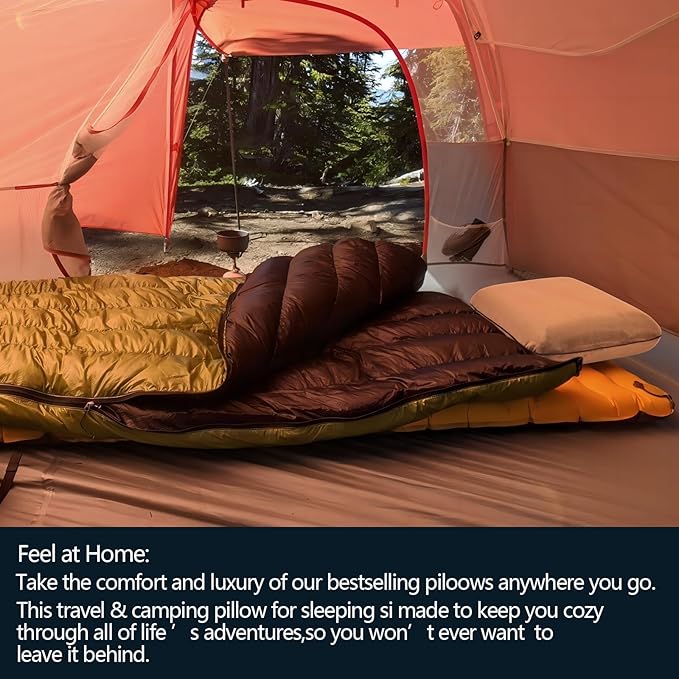 Compressible Travel Pillow, Memory Foam Camping Pillow, Contoured Support, Breathable Cover, Lightweight Easy-to-Carry for Backpacking, Airplane, Car