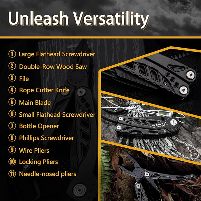 IRAKILIS Series 11-P Pocket Size Multitool with Premium Stainless Steel Short Dagger, Hidden Pliers, Black Luxury Gift Box