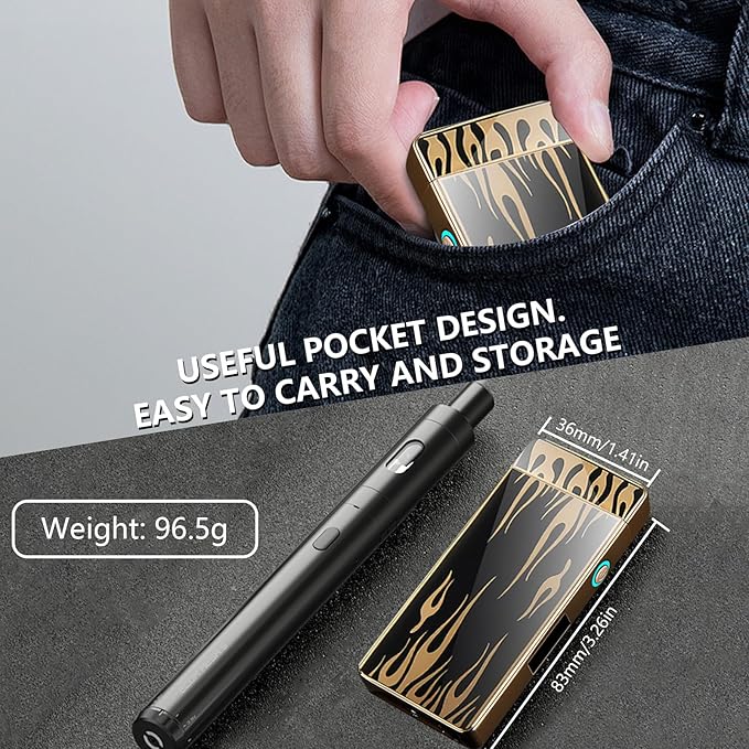 Plasma Lighter Electric Lighters Rechargeable Windproof Lighter with Battery Display USB Lighter, Vintage Lighter for Candle, Fireworks,Incense Stick (Flame)