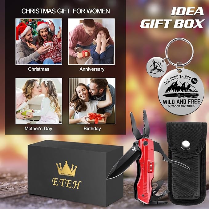 Gifts for Women Her Wife Friends,Multitool Pocket Knife for Women,Christmas Birthday Mothers Day Gifts from Daughter Son,Camping Knife with Screwdrivers Pliers Bottle Opener