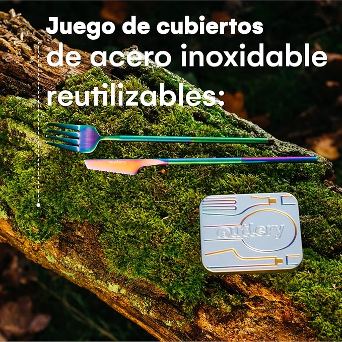 Outlery | Portable & Reusable Stainless Steel Travel Cutlery Set (Rainbow) - Includes Travel Case for Easy Transport
