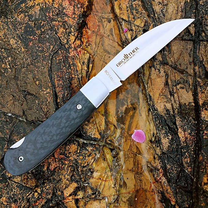 Watchman Brother1506 Blade Knife Carbone Fiber Bone Grips Lock Back Pocket Knife … (carbon fiber)