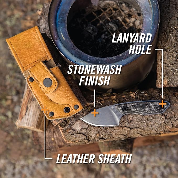 Gerber Gear Stowe Pocket Knife and Sheath - 2.5" Fixed Blade - EDC Gear and Equipment - Micarta