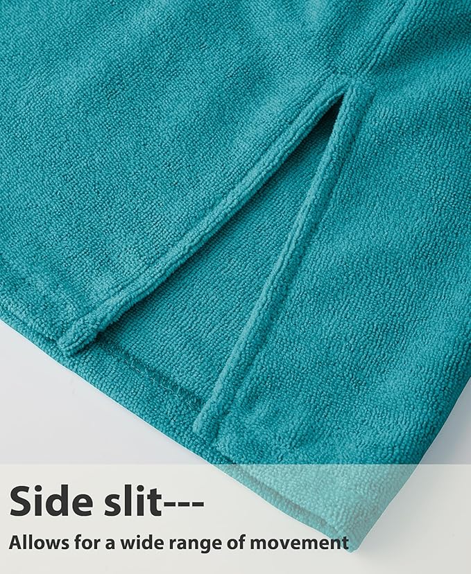 Weecreeture Hooded Towel Poncho with Zipper and Pocket, Surf Poncho for Men and Women, Beach Bath Changing Robe Cover Up Deep Lagoon L