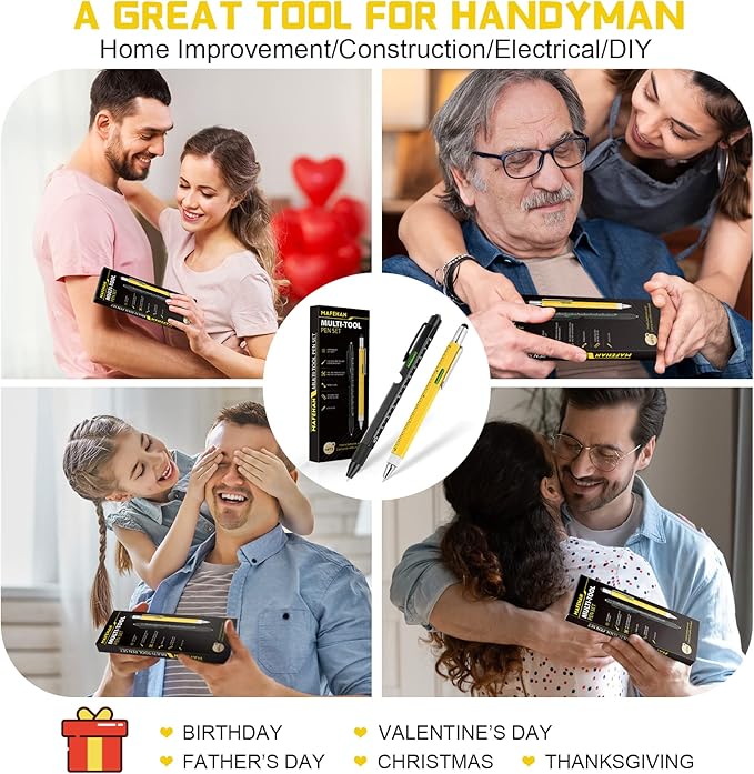 Father's Day Gifts from Daughter Son Wife, 9 in 1 Multitool Pen, Gifts for Men Who Have Everything, Unique Gifts for Dad from Daughter Son, Dad Gifts for Him, Husband, Grandpa, Boyfriend - Y&B