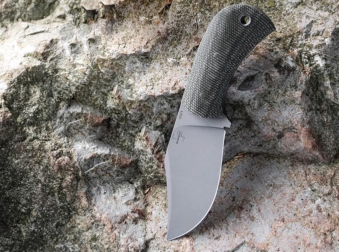 BÖKER PLUS Mad Man Three Finger Knife Fixed Blade, EDC Compatible, Micarta Handles, Full Tang Construction, Kydex Sheath Included