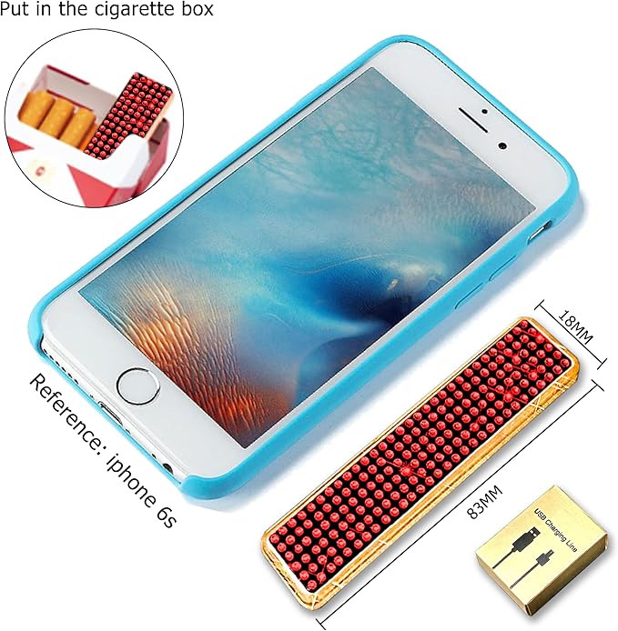 Rhinestone Lighter Electric Lighter Rechargeable Bling Glitter USB Lighter Flameless Girls Lighter for Women (red)