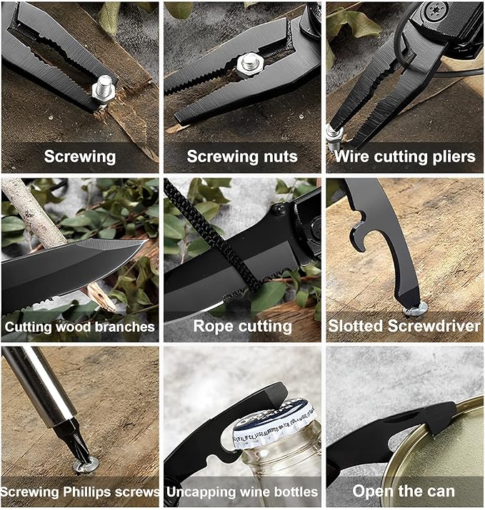 Gifts for Dad From Daughter Son, Keyray 9 In 1 Multitool Pocket Knife for Men, Fathers Day, Christmas, Birthday Anniversary Unique Gifts, Multi Tool Knives Suitable for Home Repairs, Outdoor Camping