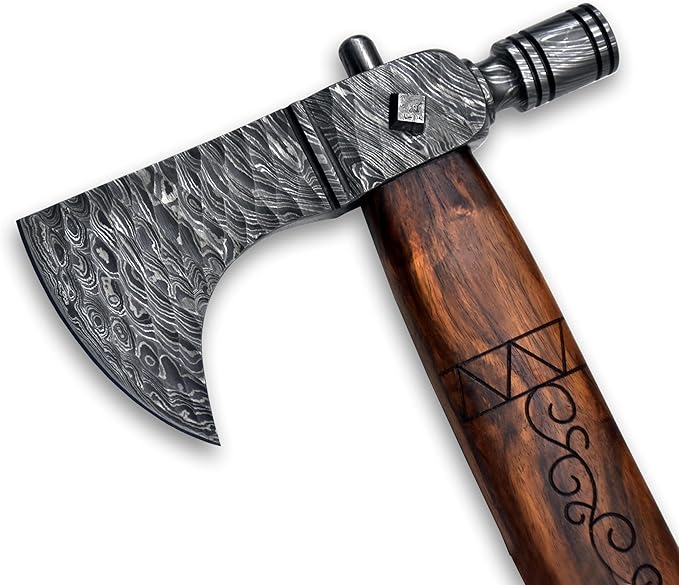 Custom Handmade Viking Hatchet Axe - Damascus Steel Bearded Axe - Camping Tomahawk Battle Axes - Camping Axes and Hatchets - Tomahawk Axe - Axe Tool - Battle Axe - Axe with Sheath