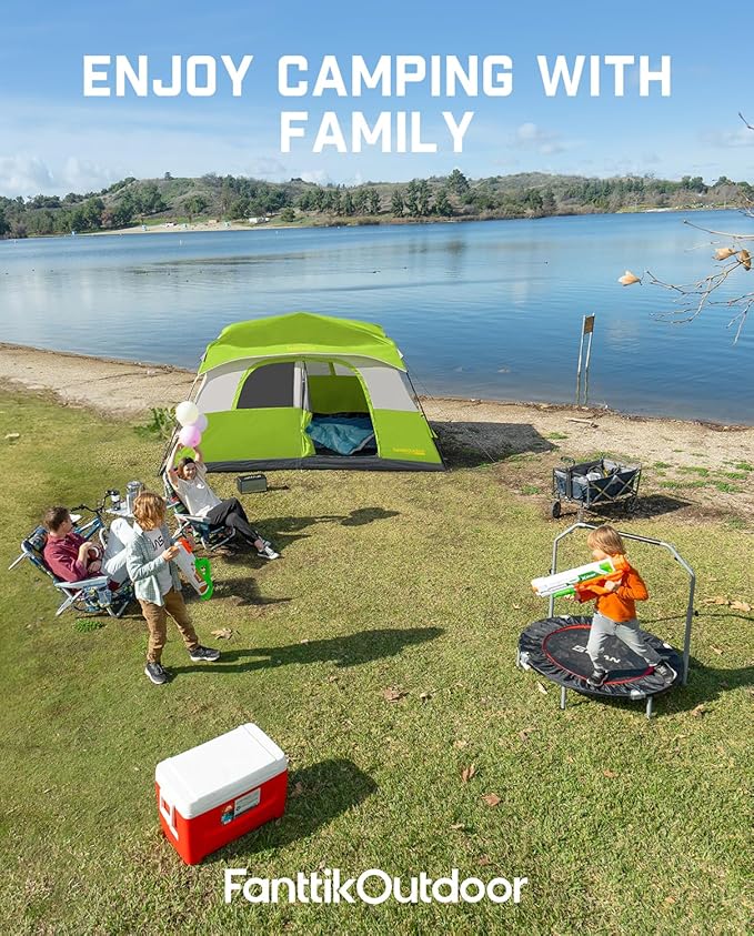 FanttikOutdoor Camping Tent 4/6/8/10 Person Instant Cabin Tent Setup in 60 Seconds with Rainfly & Windproof Portable with Carry Bag for Family Camping & Hiking