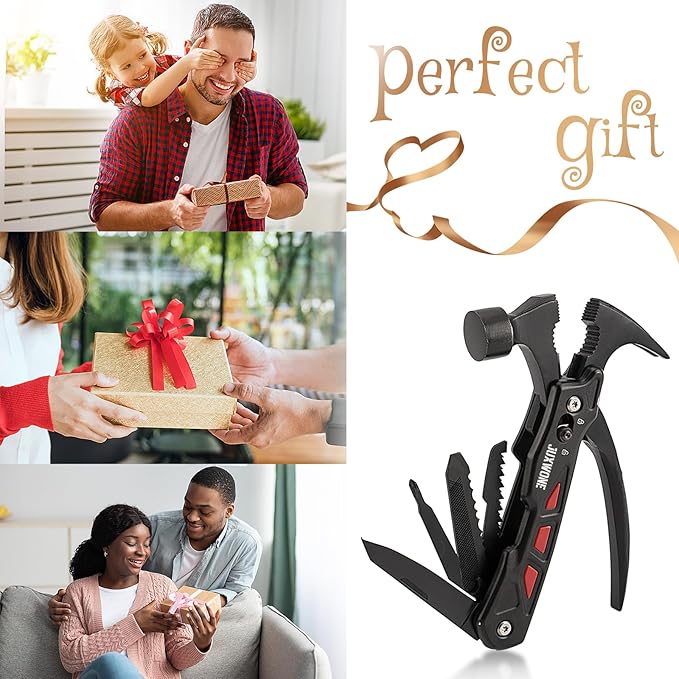 Unique Gift, Pocket Knife Multitool, Hammer 12-in-1, Folding Knife, Outdoor Survival Gear, Camping Multi-tool, Pliers, Knives, Saw, Screwdriver, with dual safety locks, with Nylon Sheath