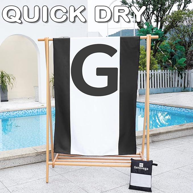 Genovega Oversized Monogrammed Microfiber Beach Towels Sandproof Compact for Men Women