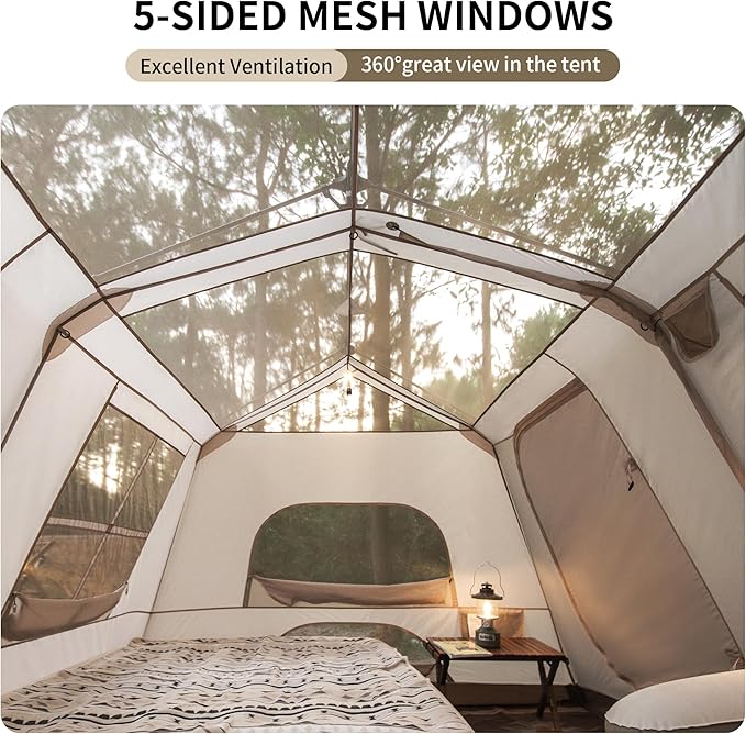 Naturehike Village Camping Tent,4/6/8 Person Tents for Camping, 60S Easy Setup Instant Tent for Family Camping, Car Camping