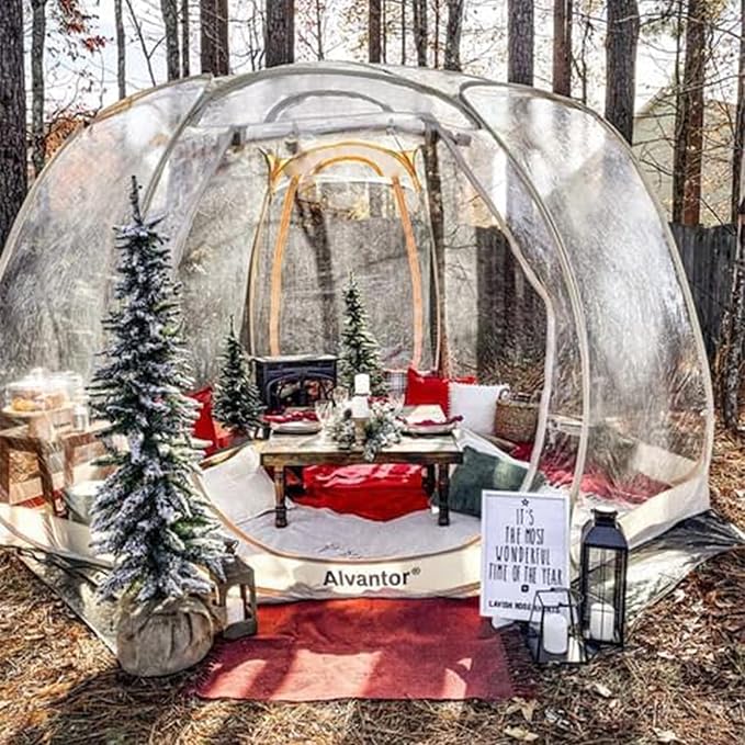 Alvantor Pop Up Bubble Tent - Large Oversize Weather Proof Pod - Cold Protection Camping Tent - Winter Tent Beige