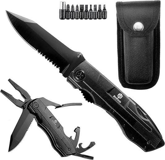 18-in-1 Multitool Pocket Knife, Multi-tool Screwdriver with Durable Nylon Sheath for Outdoor, Fishing, Camping Ideal Gifts for Father, Husband, Boyfriend Stocking Stuffers Christmas Gifts for Men