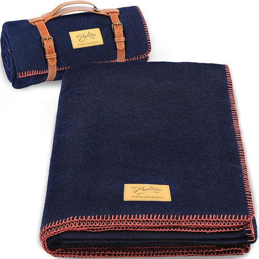 100% Wool Blanket, 62" x 86", Warm, Thick, Washable, Military Wool Blanket, Great for Camping, Outdoors, Sporting Events, Survival Kits