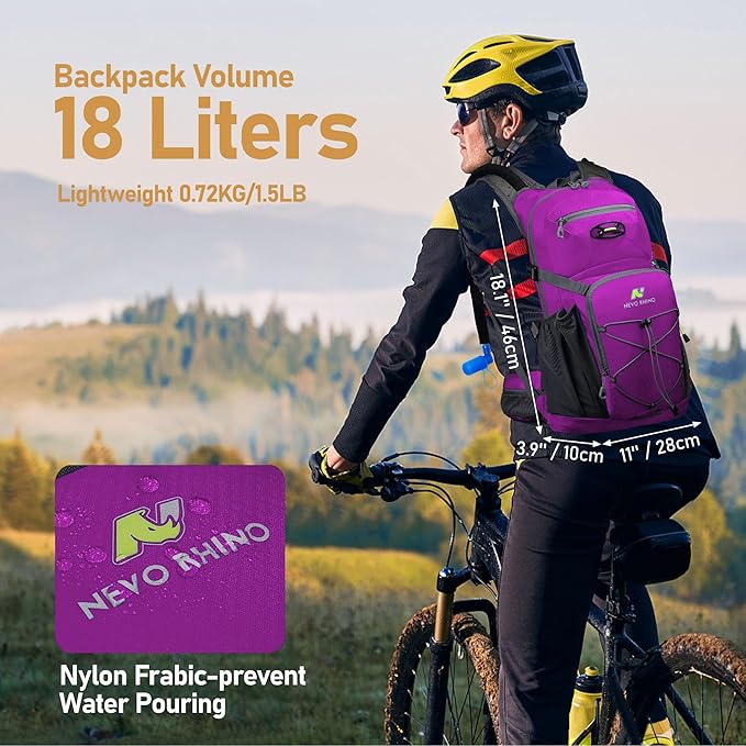 N NEVO RHINO Hydration Backpack, Hydration Pack Hydropack, Water Backpack Insulated Hiking Backpack with 3L Water Bladder for Hiking
