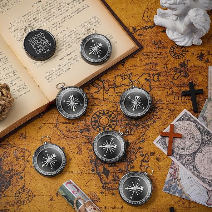 Fumete Christian Gift Compasses Hiking Scripture Religious Bible Vintage Church Sunday School Gift for Student Teacher