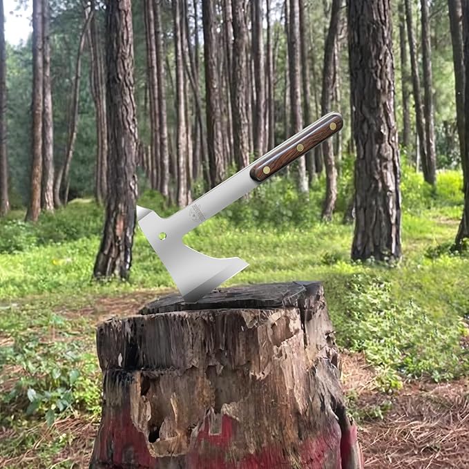 Throwing Axes 2 Pack Set, 10.2" Throwing Axes and Tomahawks Full Tang Stainless Steel with Woodle Handle and Nylon Sheaths, Perfect for Axe Throwing Game, Competition and Recreation