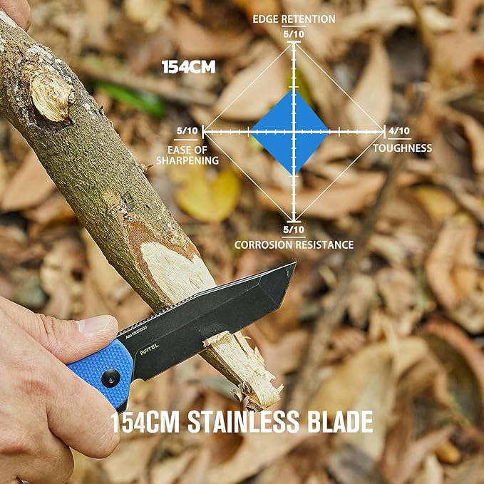 OKNIFE Ratel Folding Pocket Knife, EDC Knife with 154CM Stainless Steel 3.2" Tanto Blade and G10 Handle, Flipper Tab and Liner Lock, Carry Pocket Clip, for Outdoor, Camping, Survival