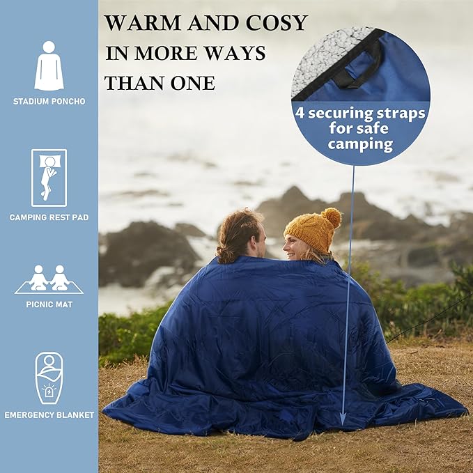 Solaris Stadium Outdoor Blanket, 60” x 80” Super Warm Soft Water-Resistant Camping Picnic Blanket for Outdoor Sport, Packable Windproof Emergency Blanket for Car Couch, Outdoor Ideal Gift