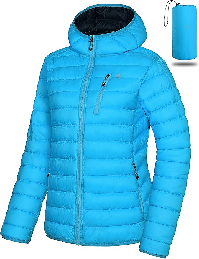 Little Donkey Andy Women's Packable Lightweight Puffer Jacket Hooded Windproof Winter Coat with Recycled Insulation