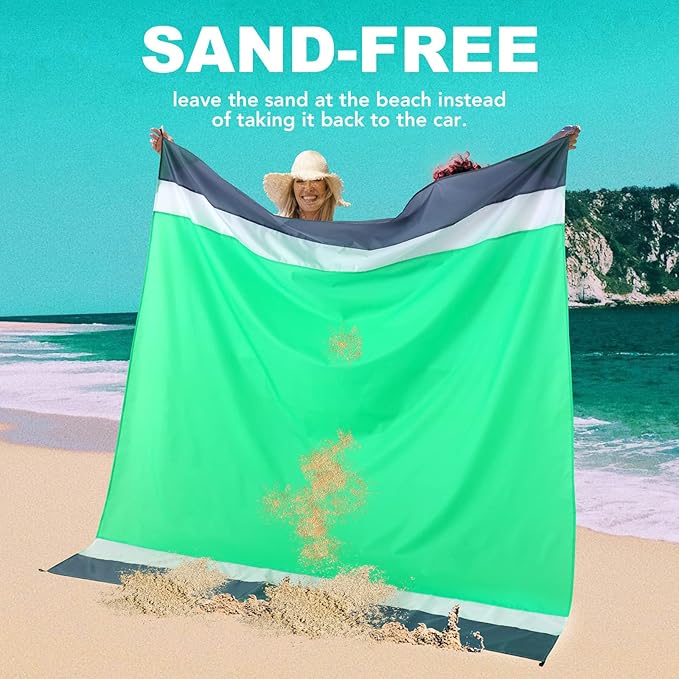 PY SUPER MODE Beach Blanket Waterproof Sandproof, Extra Large 78''× 82'' Beach Mat for 4-7 Adults, Lightweight & Portable Picnic Blankets for Camping, Traveling, Hiking