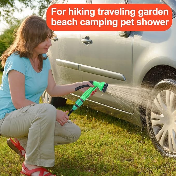 Finderomend Portable Shower for Camping with 7 Spray Modes, Hand Press Camping Shower with Removable Hose and Shower Head,5L