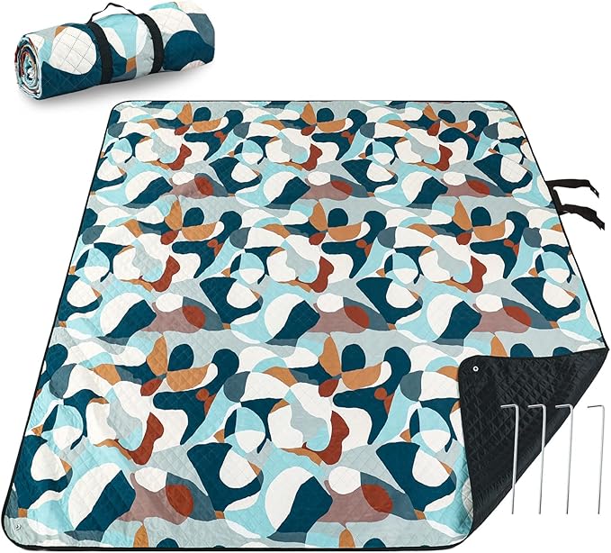 Picnic Blankets Extra Large, Waterproof Foldable Outdoor Beach Blanket Oversized 83x79” Sandproof, 3-Layer Picnic Mat for Camping, Hiking, Travel, Park, Concerts-Camouflage