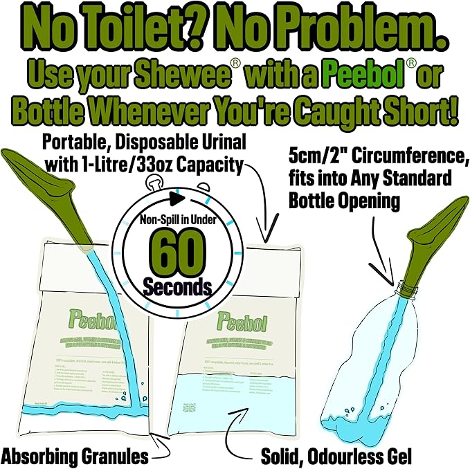 SHEWEE Flexi – The Original Female Urinal – Made in The UK – Reusable, Flexible & Portable Urination Device. Festival, Camping, Car, Hiking Essentials for Women. Stand to Pee Funnel W/Extension Pipe
