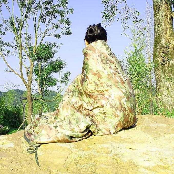 Camping Emergency Blankets Woobie, Waterproof Military Grade Army Poncho Liner for Outdoor Travel Picnic Hiking Jungle Woodland Cold Weather Survival