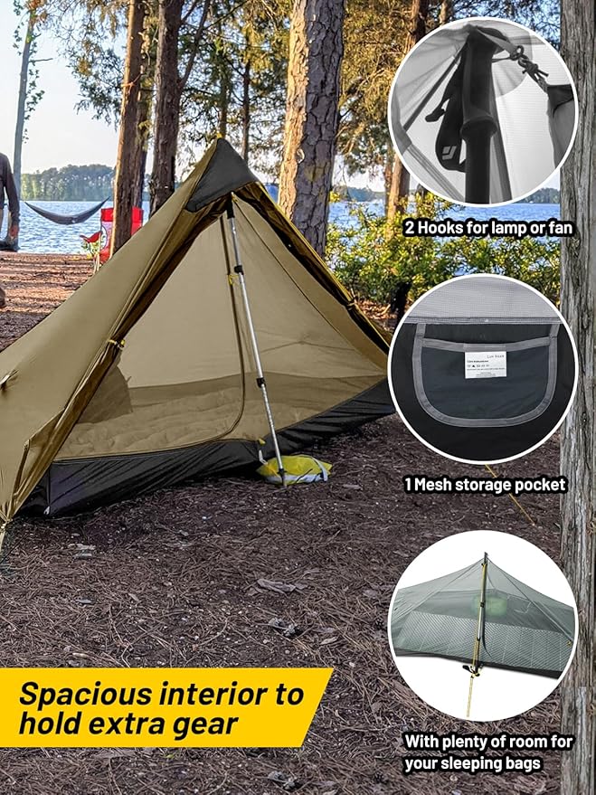 LANSHAN Ultralight Tent 3-Season Backpacking Tent for 1-Person or 2-Person Camping, Trekking, Kayaking, Climbing, Hiking